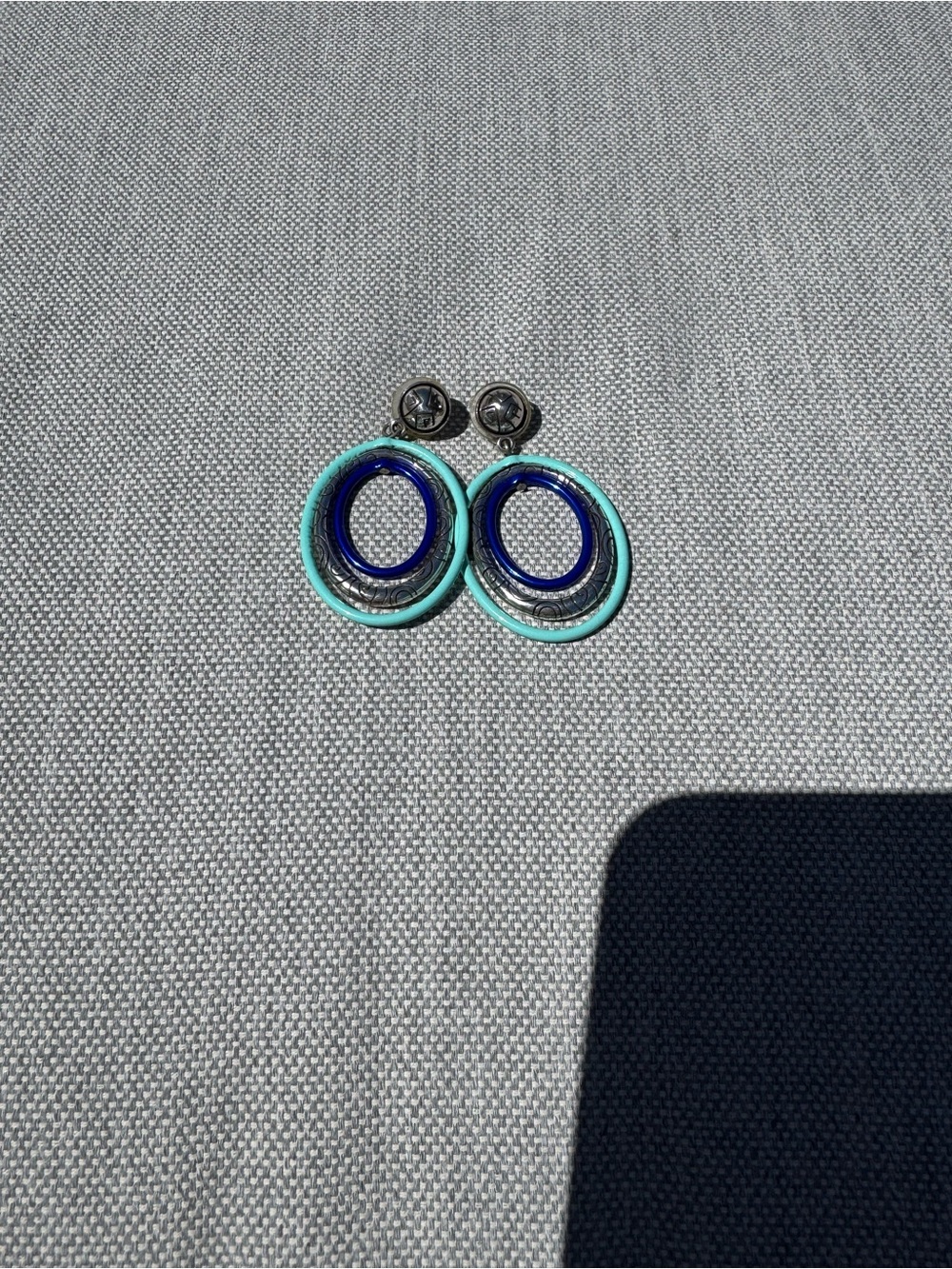 Brighton Blue & Teal Hoop Drop Earrings - Picture 7 of 7